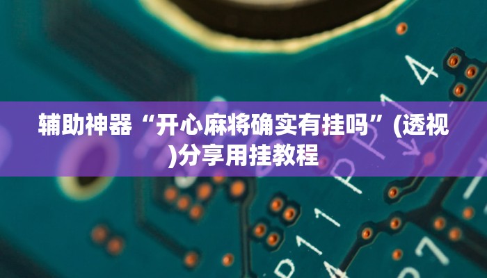 辅助神器“蜀川四川麻将必赢神器”(透视)其实确实有挂