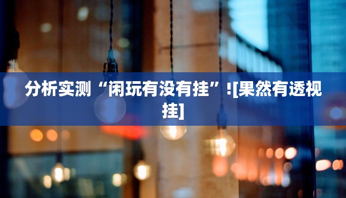 分析实测“闲玩有没有挂”![果然有透视挂]