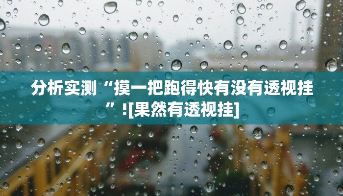 分析实测“摸一把跑得快有没有透视挂”![果然有透视挂]