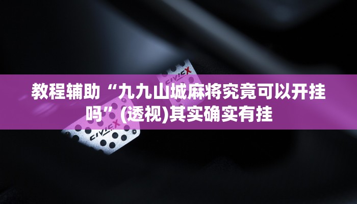 教程辅助“九九山城麻将究竟可以开挂吗”(透视)其实确实有挂