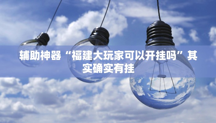 辅助神器“福建大玩家可以开挂吗”其实确实有挂