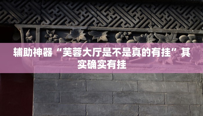 辅助神器“芙蓉大厅是不是真的有挂”其实确实有挂 辅助神器“芙蓉大厅是不是真的有挂”其实确实有挂