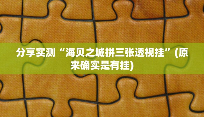 分享实测“海贝之城拼三张透视挂”(原来确实是有挂)