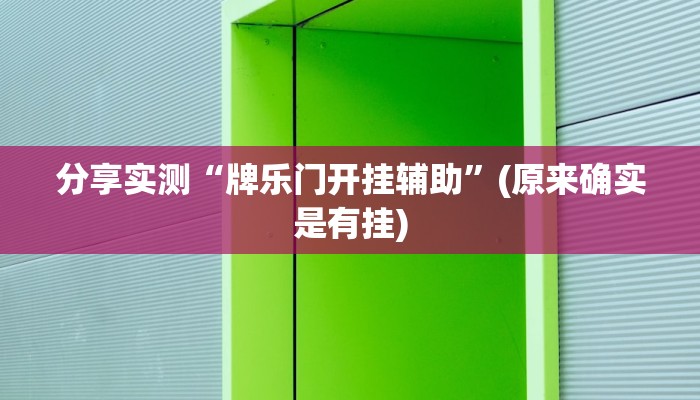 分享实测“牌乐门开挂辅助”(原来确实是有挂)