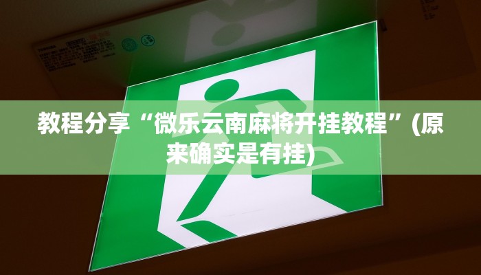 教程分享“微乐云南麻将开挂教程”(原来确实是有挂)