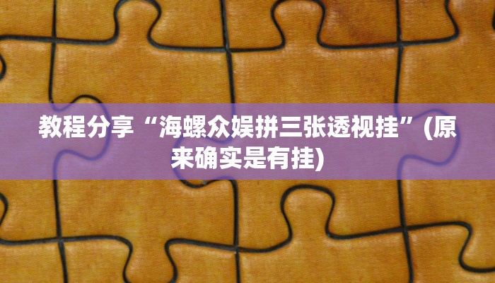 教程分享“海螺众娱拼三张透视挂”(原来确实是有挂)