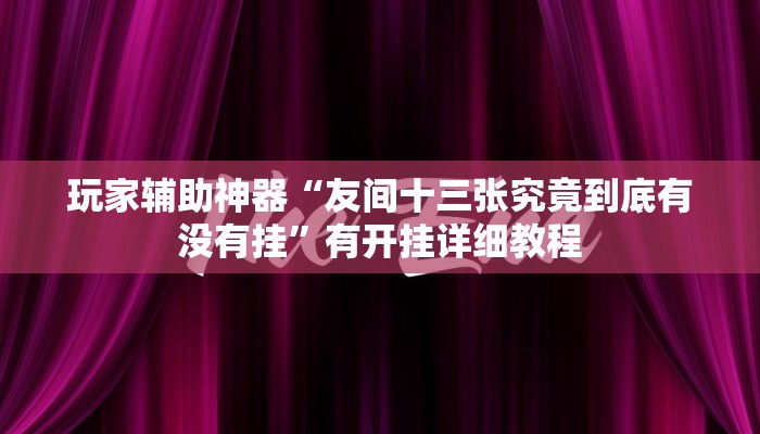 玩家辅助神器“友间十三张究竟到底有没有挂”有开挂详细教程
