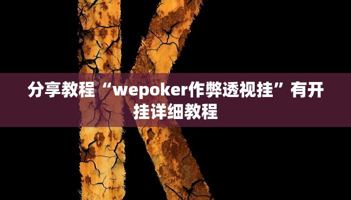 分享教程“wepoker作弊透视挂”有开挂详细教程