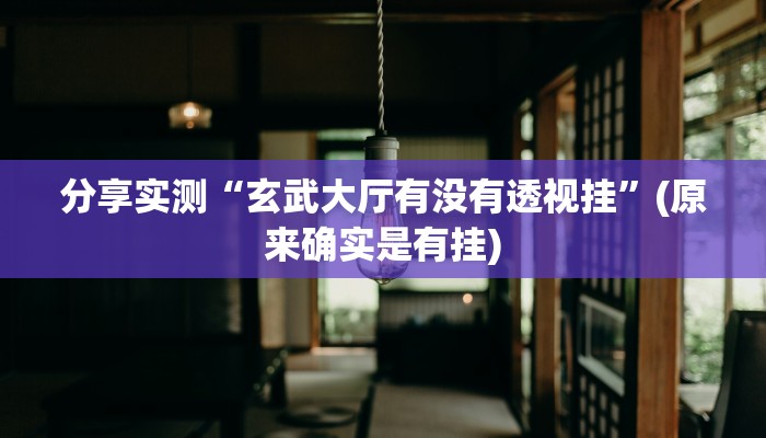 分享实测“玄武大厅有没有透视挂”(原来确实是有挂)