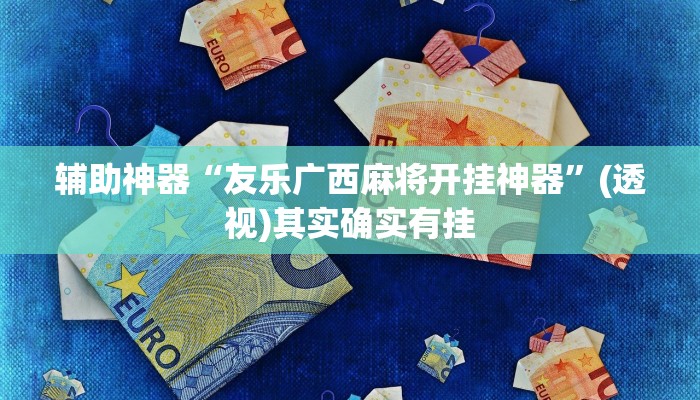 辅助神器“友乐广西麻将开挂神器”(透视)其实确实有挂