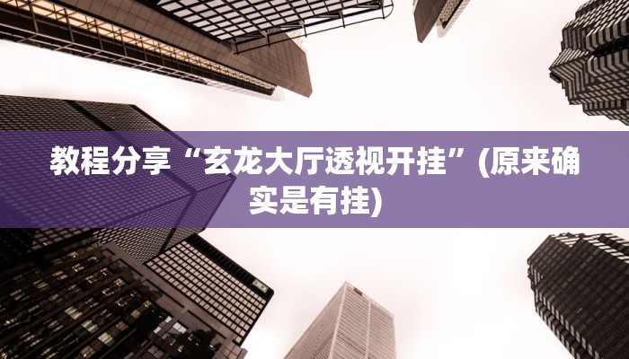 教程分享“玄龙大厅透视开挂”(原来确实是有挂)