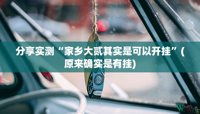 分享实测“家乡大贰其实是可以开挂”(原来确实是有挂)