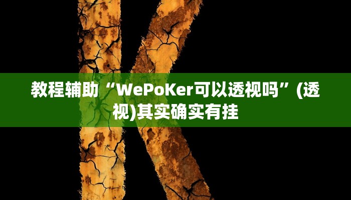 教程辅助“WePoKer可以透视吗”(透视)其实确实有挂