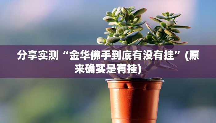 分享实测“金华佛手到底有没有挂”(原来确实是有挂)