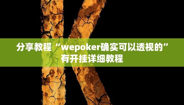 分享教程“wepoker确实可以透视的”有开挂详细教程